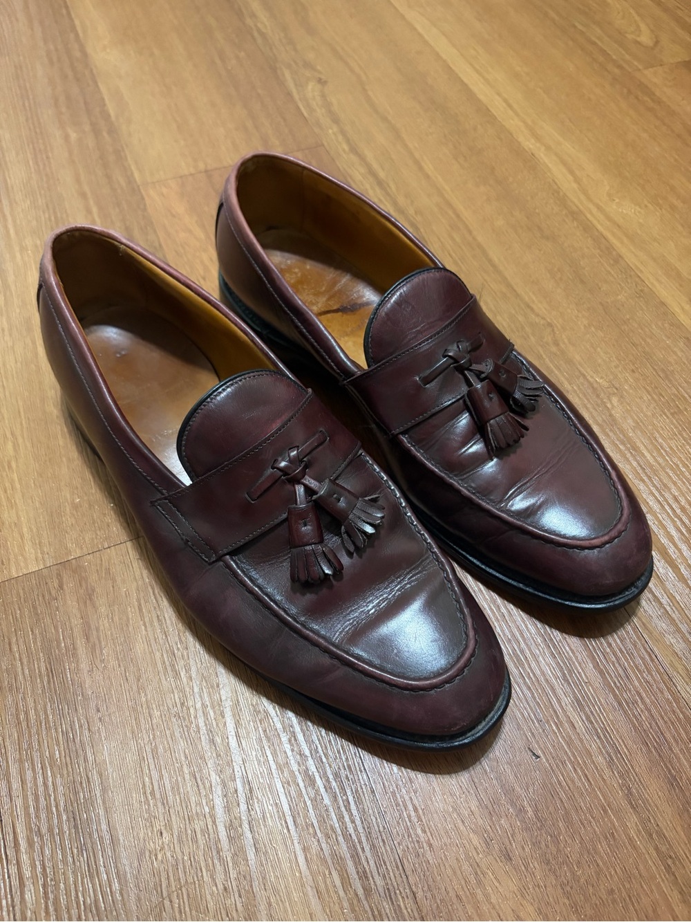 Allen Edmonds Wingham Brown Leather Tassel Loafer Almond Toe Slip On Sz 12 Men’s
